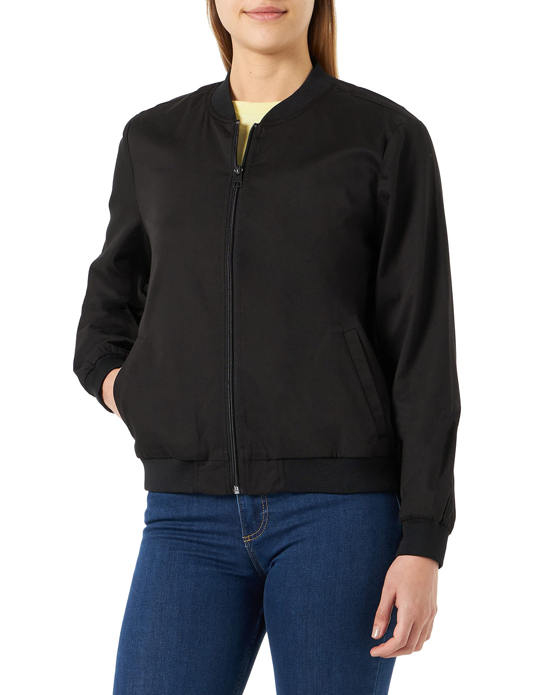 KAFFE Damen Bomber Jacke Damenjacke, lässig, Langer Ärmel, Relaxed Fit, Kalea Bomberjacke, Black Dee