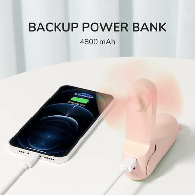 JISULIFE Handventilator Mini Ventilator 3 IN 1, mit 4500 mAh Powerbank USB Akku Klein Ventilator, Ba