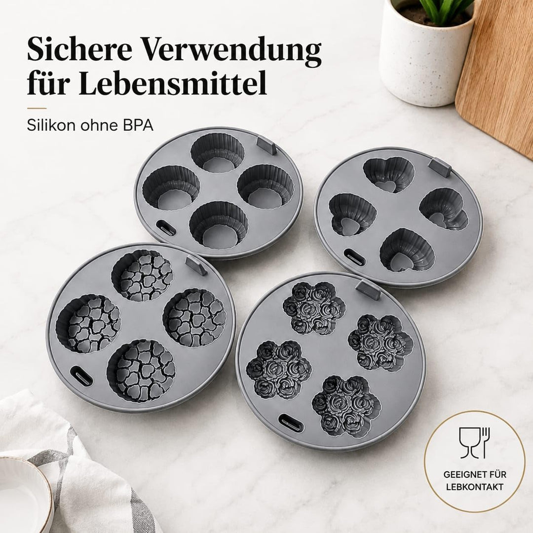 Set 4 runde Silikonformen für Heissluftfritteuse und Backofen Ø19 cm – Wiederverwendbares Airfryer-Z
