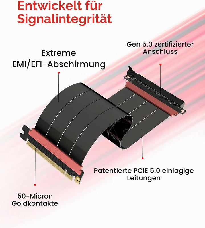 LINKUP - AVA5 PCIE 5.0 Riser-Kabel | RTX5090 RX9070 GPU Bereit | x16 128GB/s Geschwindigkeit | PCIe
