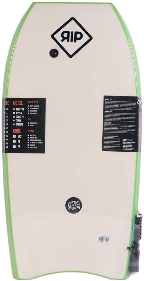 RIP Bodyboard – RIP Reactor EPS 40 + Flat Leash – 6 Farbkombinationen, CXLPE 4 mm Deck, Crescent Tai