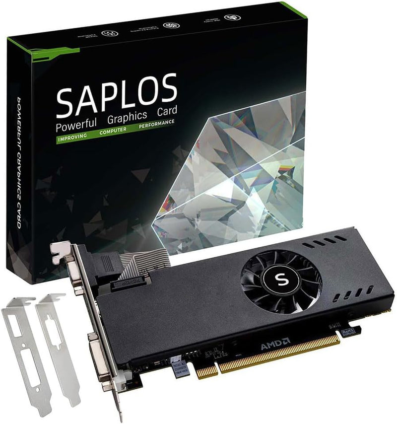 SAPLOS Radeon RX 550 Low Profile Grafikkarte, 4GB GDDR5 128-bit, VGA DVI-D HDMI, 4K Anzeige, PC Vide