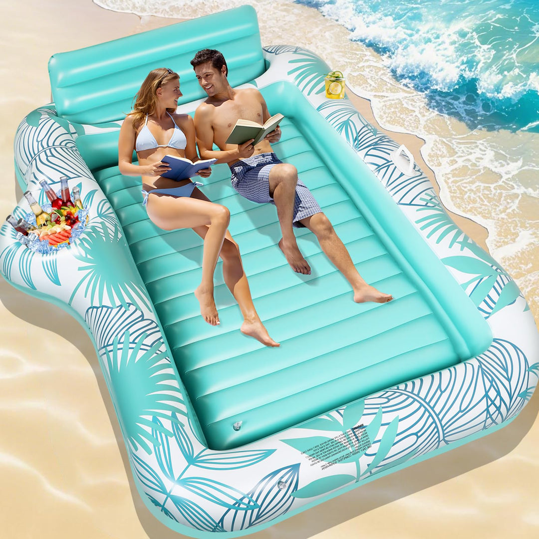Charmofun Luftmatratze Tanning Pool Gross, 210 * 155 cm Doppelte Deluxe Aufblasbarer Sonnenpool mit