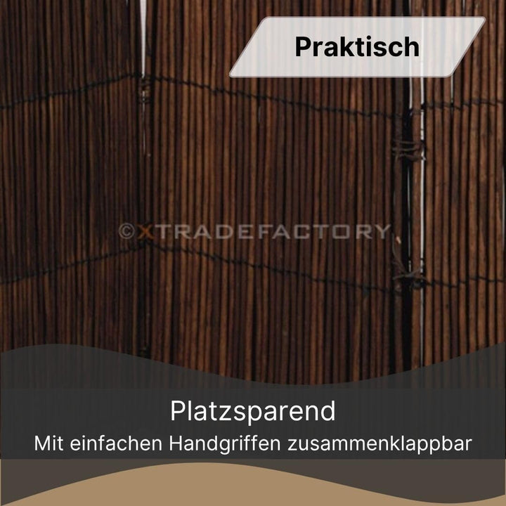 Design RAUMTEILER Nature | 160x120 cm (LxB), Weidenholz, braun | Raumtrenner, Trennwand, Paravent, B