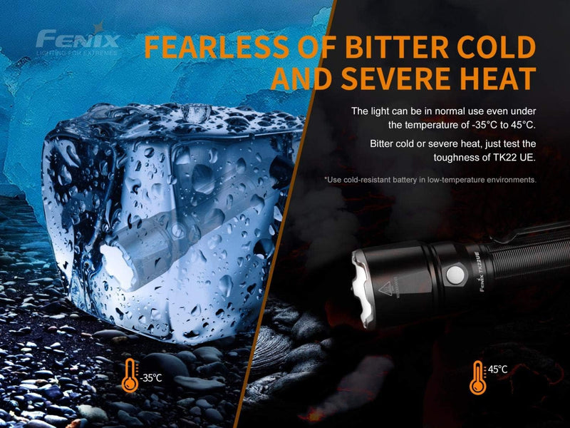 FENIX Unisex-Adult Tactical Flashlight TK22 UE LED Taschenlampe 1600 Lumen, Black, small