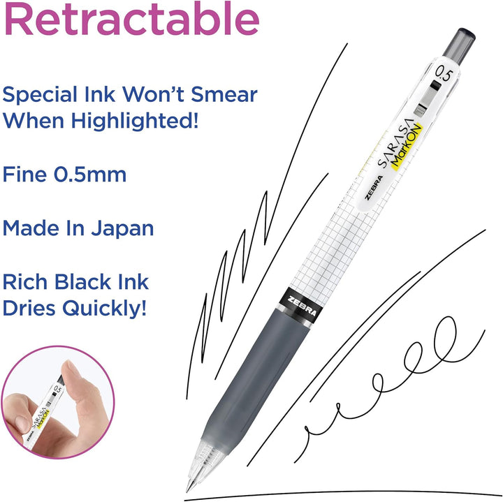 Zebra Pen Sarasa Mark ON Gel-Druckstift, feine Spitze, 0,5 mm, schwarze Tinte, 12 St ck