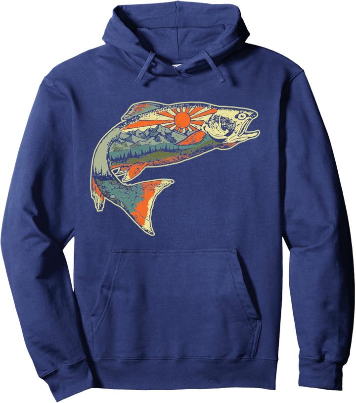 Trout Outdoor Illustration Series - Vintage Sun Pullover Hoodie
