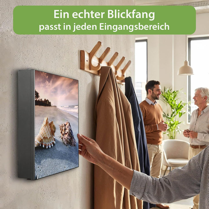 banjado Grosser Schlüsselkasten Metall - Schlüsselbox 30x30cm mit 32 Haken - Schlüsselkasten modern