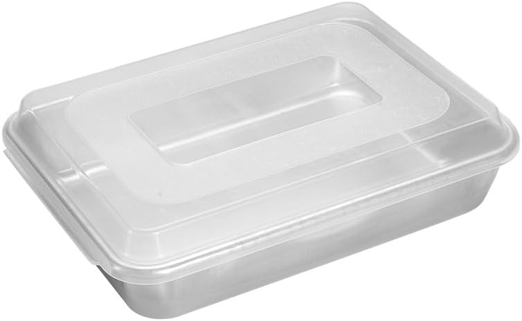 Nordic Ware Natural Aluminum Commercial Cake Pan with Lid, Rectangle Pan with Lid, Rectangle Pan wit
