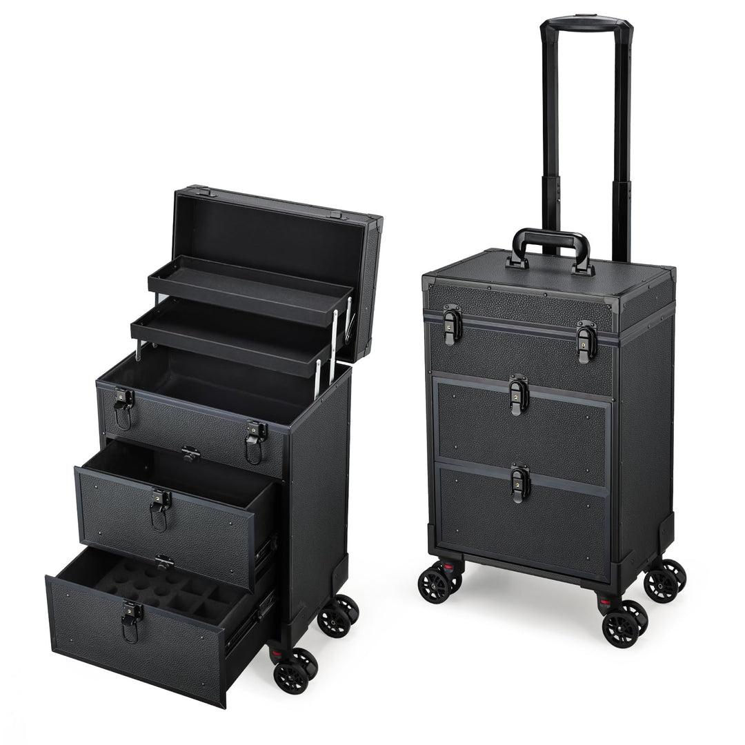 Kosmetikkoffer Kosmetik Trolley mit 2 Schubladen Friseurkoffer Gross Nageldesign Koffer Werkzugkoffe