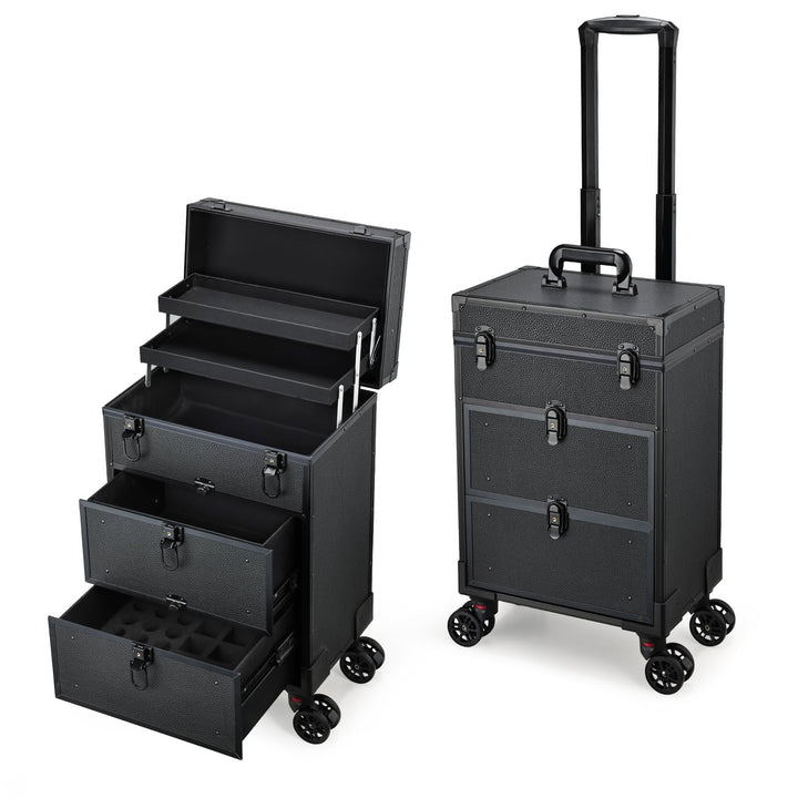 Kosmetikkoffer Kosmetik Trolley mit 2 Schubladen Friseurkoffer Gross Nageldesign Koffer Werkzugkoffe
