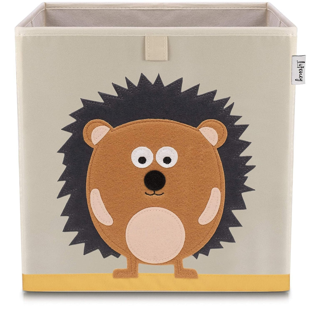 LIFENEY Aufbewahrungsbox mit Igel Motiv I Spielzeugbox mit Tiermotiv passend für Würfelregale I Ordn