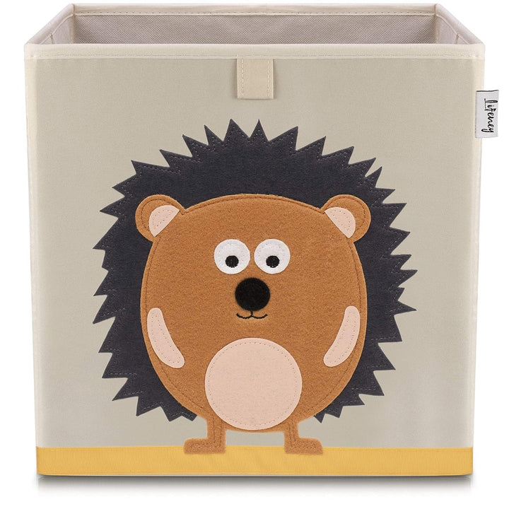 LIFENEY Aufbewahrungsbox mit Igel Motiv I Spielzeugbox mit Tiermotiv passend für Würfelregale I Ordn