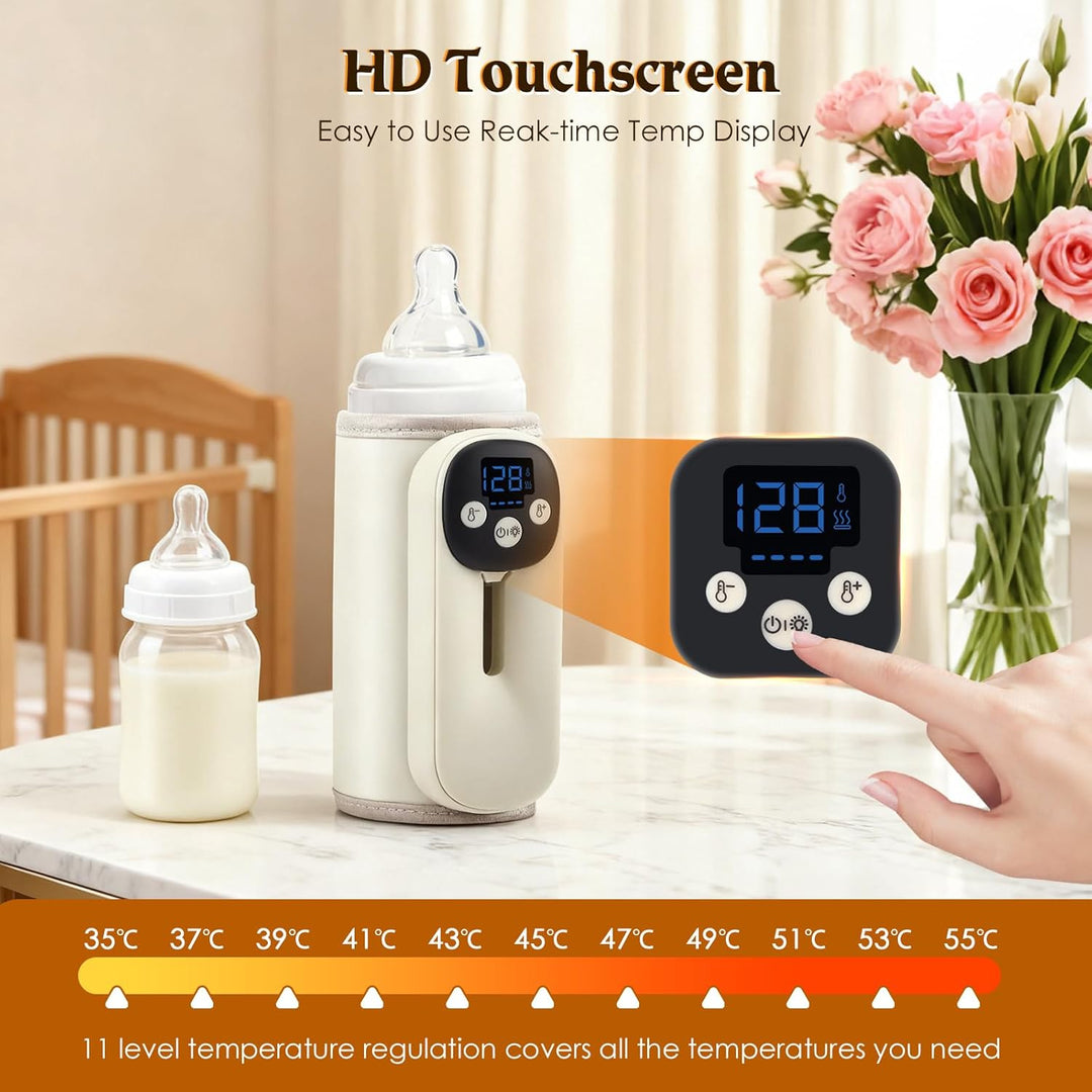 Tragbarer Flaschenwärmer Baby für Unterwegs, Flaschenwärmer to Go, 8000 mAh-Akku, USB-aufladbarer Fl