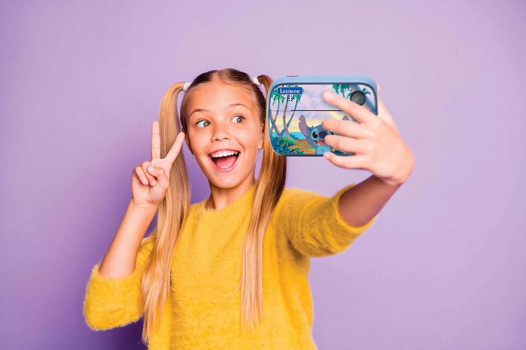 Lexibook, Starcam® Print Disney Stitch, HD-Digitalkamera-Set mit Sofortdrucker, SD-Karte und Fotoper