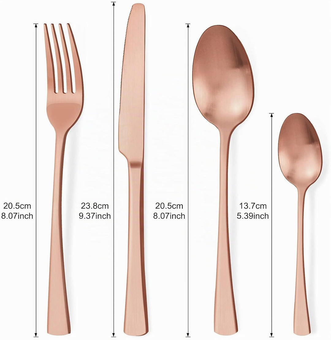 Bestdin Besteck Set 6 Personen, 24 teilig Edelstahl Besteckset Roségold Matt Essbesteck Set mit Mess
