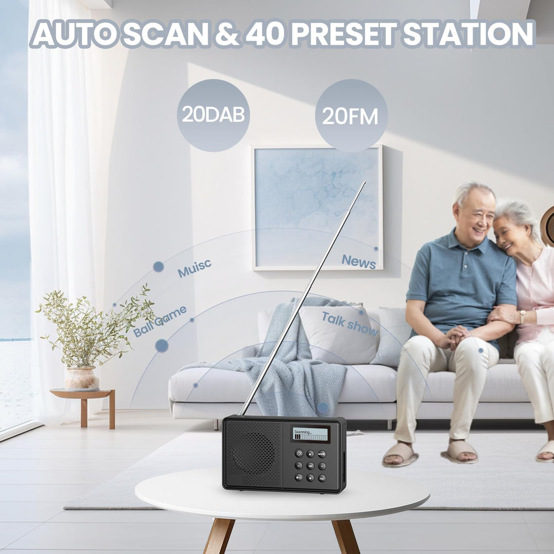 Arafuna DAB/DAB+ und UKW Radio, DAB Plus Radio mit Bluetooth, Küchenradio mit Kabel oder Akkubetrieb