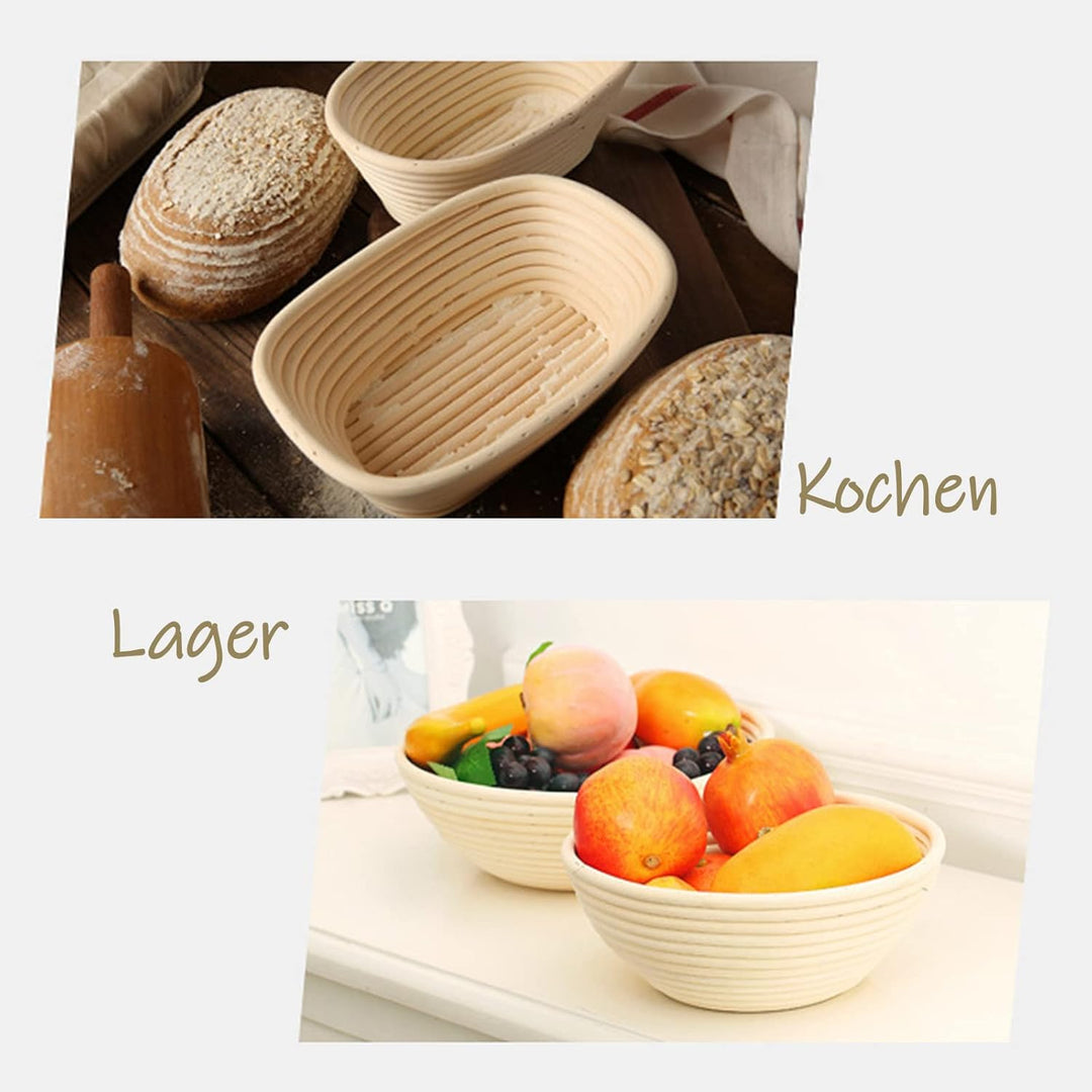 Gärkörbchen Oval (ø 25cm),2 PCS Banneton Proof Basket Korb Set,aus Sauerteigbrotkorb im französische
