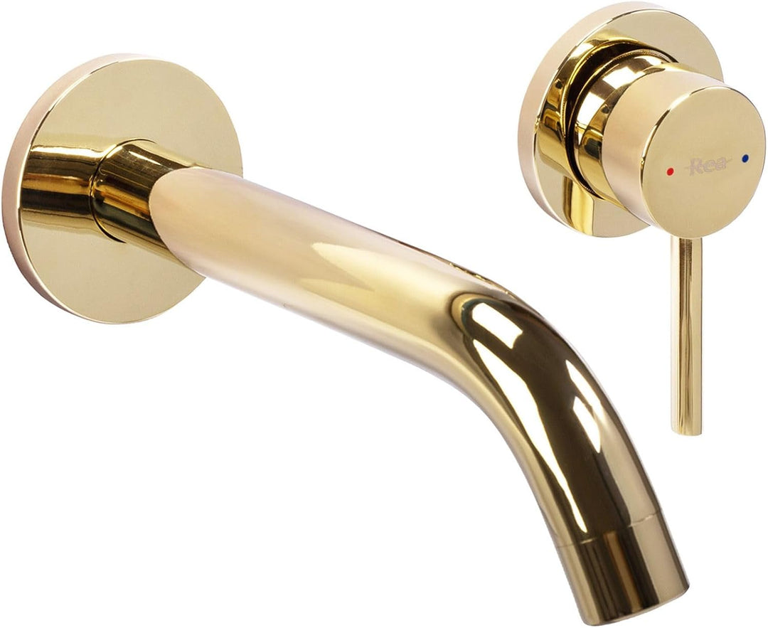 Rea Waschtischarmatur OWEN GOLD + BOX Wasserhahn Bad Badarmatur aus Messing Armatur für Waschbecken