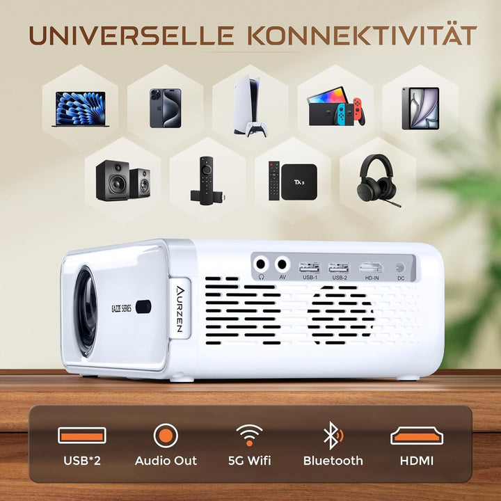 Aurzen Eazze D1 Beamer 4K Heimkino Projektor: Smart Full HD 1080P Beamer mit NetfIix Officially & Do