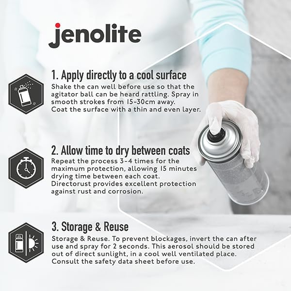 JENOLITE Directorust Seidenmatte/Satin Sprühfarbe | Enteneiblau | 3x400ml | Direkt-zu-Rost-Sprühfarb