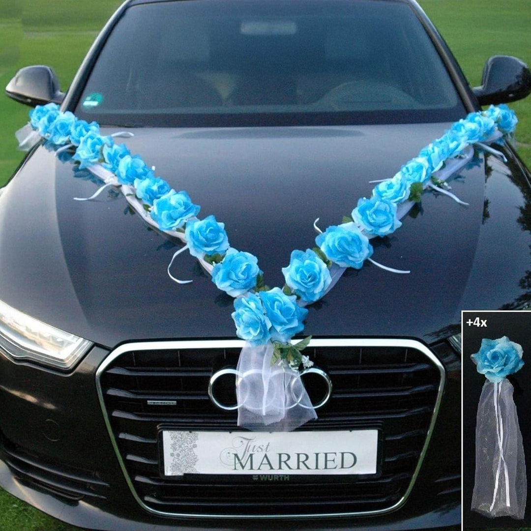 Rosen Girlande Braut Paar Rose Deko Dekoration Autoschmuck Hochzeit Car Auto Wedding ®Auto-schmuck D