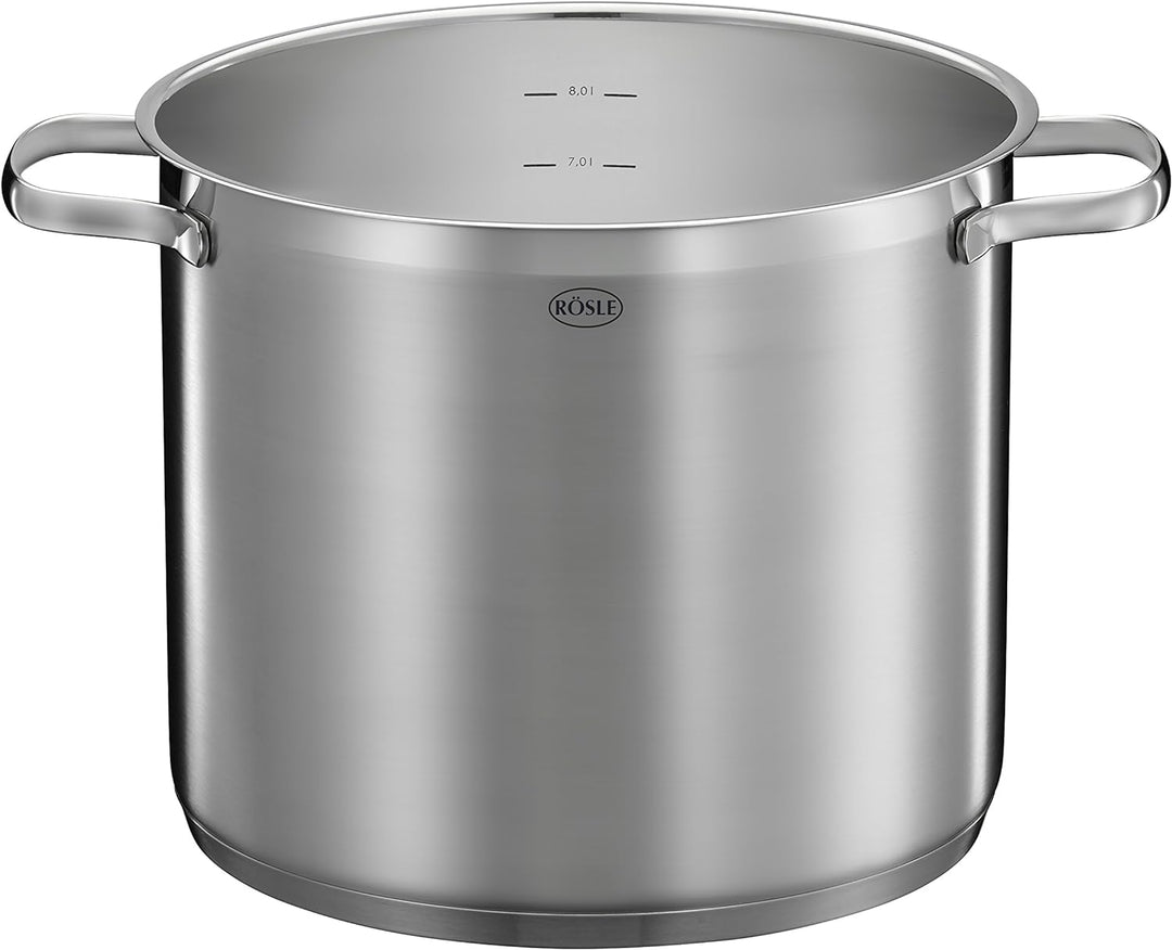 RÖSLE ELEGANCE Gemüse/Partytopf, Hochwertiger Edelstahltopf zum Kochen grosser Mengen, 8 Liter, Edel