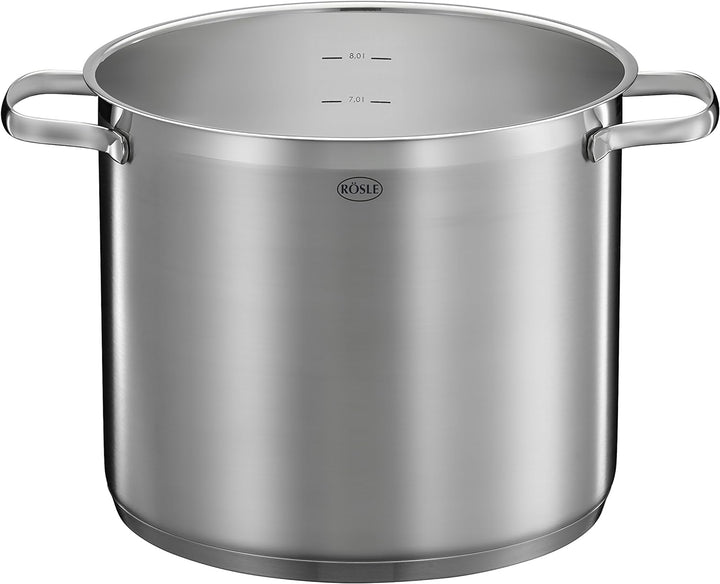RÖSLE ELEGANCE Gemüse/Partytopf, Hochwertiger Edelstahltopf zum Kochen grosser Mengen, 8 Liter, Edel
