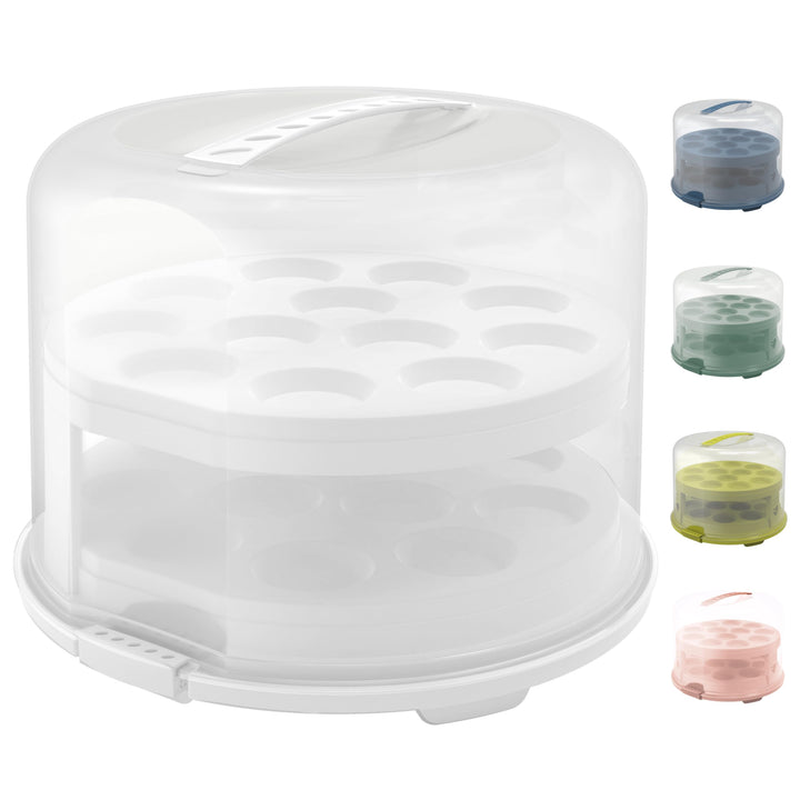Rotho Fresh Tortenglocke hoch mit Trays, lebensmittelechter Kunststoff (PP) BPA-frei, weiss/transpar