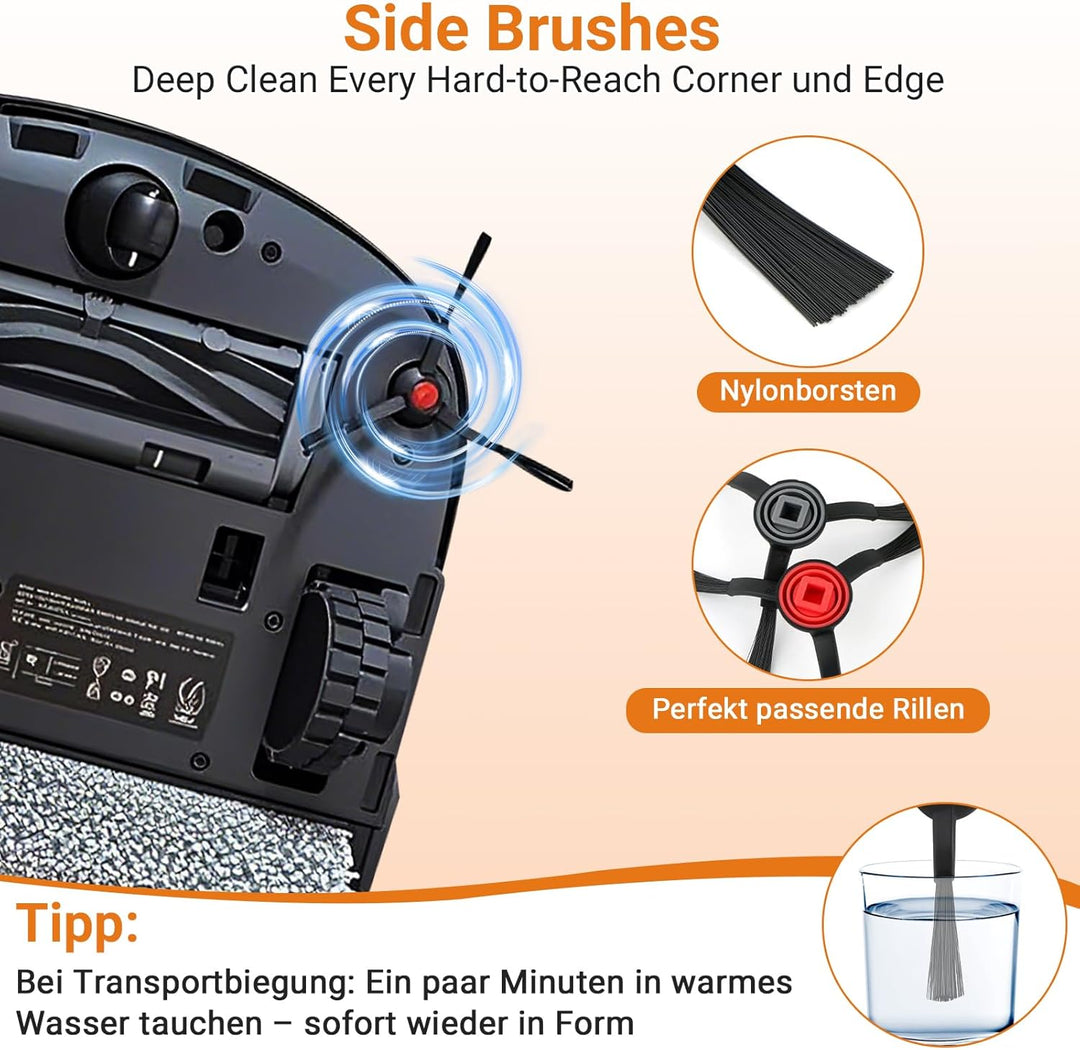 25 Stück Zubehörset für Eufy S1 Pro Saugroboter, 1 Hauptbürste, 1 Roller Wischtuchrolle, 4 Filter, 6