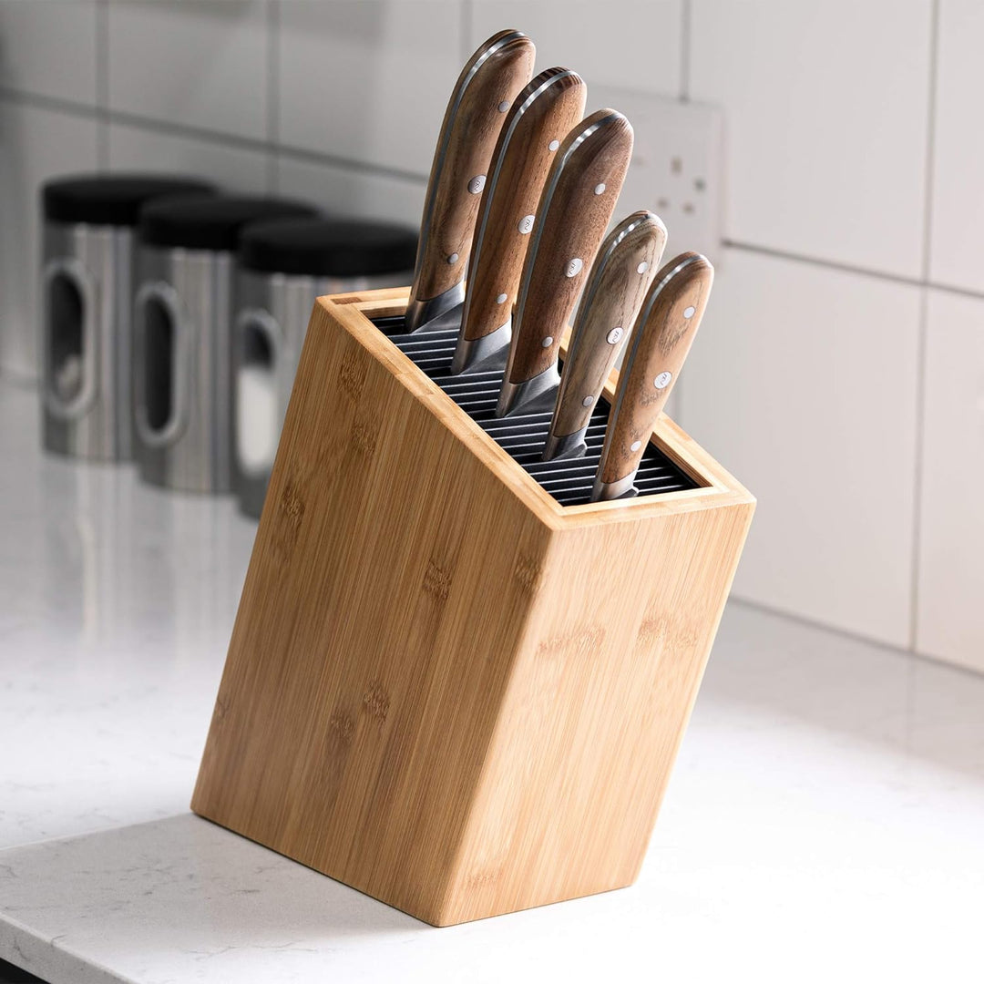 Rockingham Forge Schräger Messerblock Für 20 Messer – Bambus, Für Klingen von 20 cm geeignet, Leeres