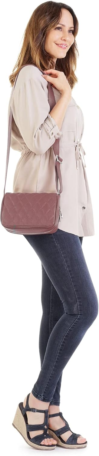 Cluty Umhängetasche Echt Leder Damen - 021375 Alt-rosa, Alt-rosa
