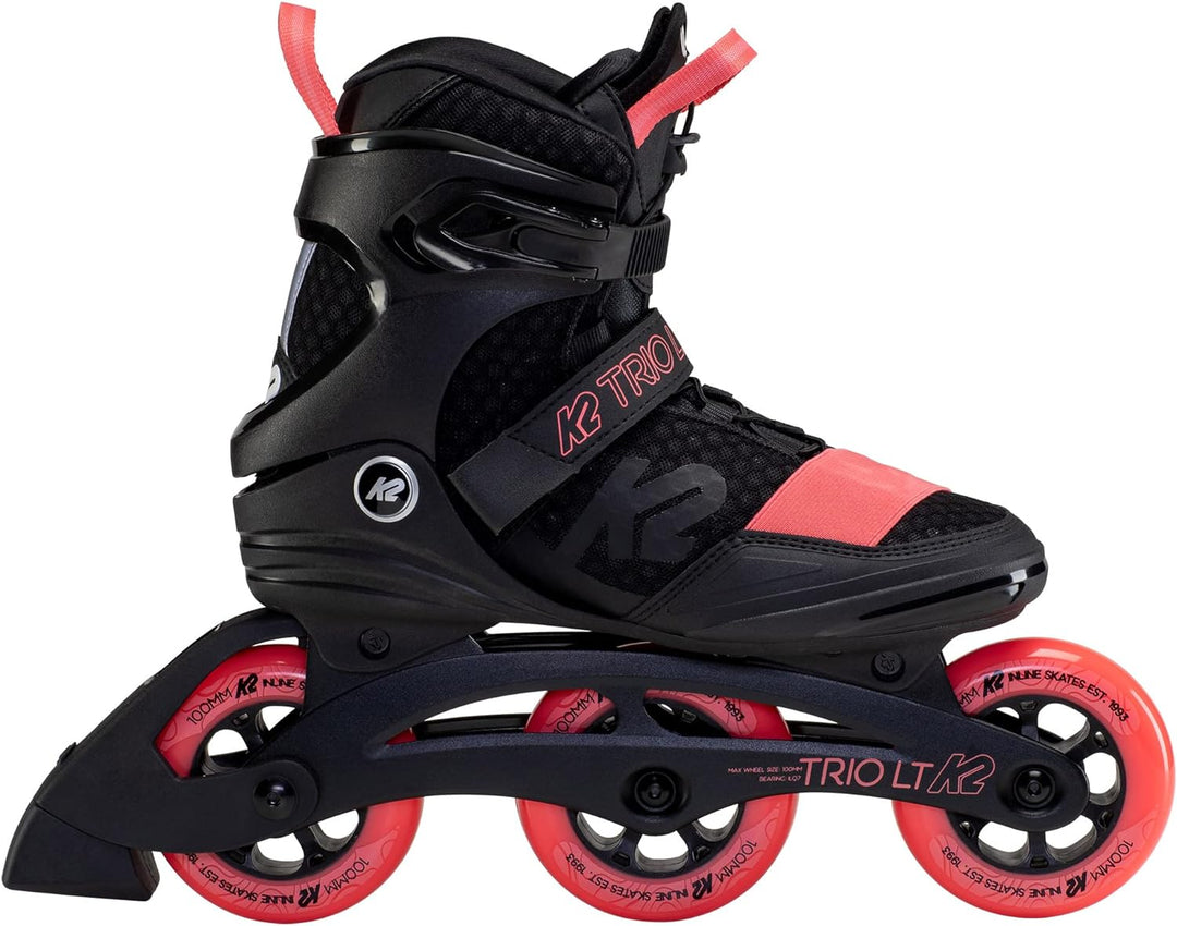 K2 Skates Unisex Inline Skates TRIO LT 100 SHORT CUFF, black - coral, 30F0128 EU: 41.5 (UK: 7.5 / US