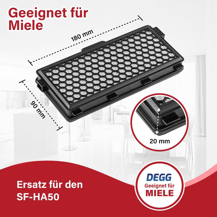 DEGG® Kombifilter HEPA &amp; Aktivkohle, Kompatibel mit Miele, 2 Stück Kombifilter Hepa &amp; Aktivkohle 2 S