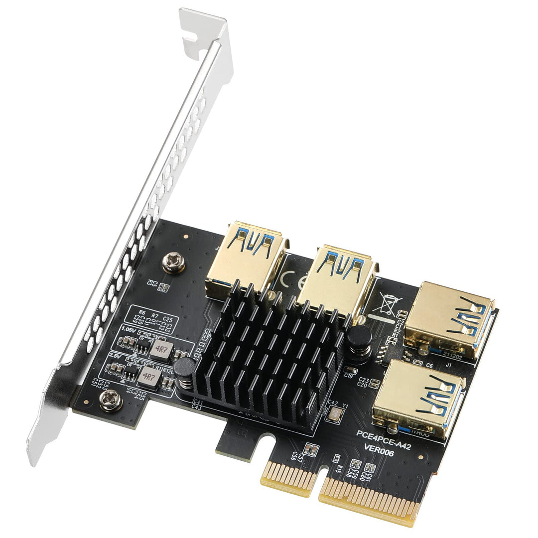 MZHOU PCIe 1 bis 4 PCI Express Riser Card – PCIE Riser 4X auf 16X Splitter Riser Card – USB 3.0 Konv