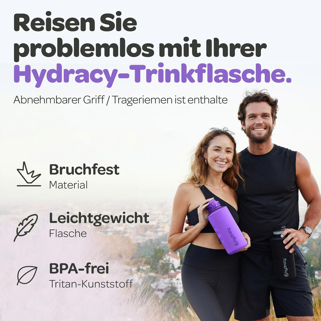 Hydracy Trinkflasche mit Strohhalm und Zeitmarkierung - 2L Wasserflasche - BPA-freie Trinkflasche -
