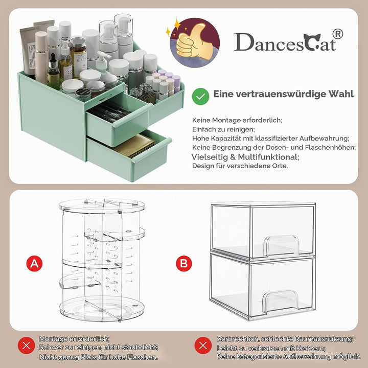 Make Up Kosmetik Organizer mit Schubladen, Makeup Organizer Aufbewahrung Kosmetikbox für Waschtische