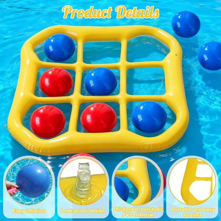 Aufblasbares Wasserspielzeug Set, Tic Tac Toe Pool Spielzeug, 9-Kästchen-Gitter-Wasserspielzeug mit