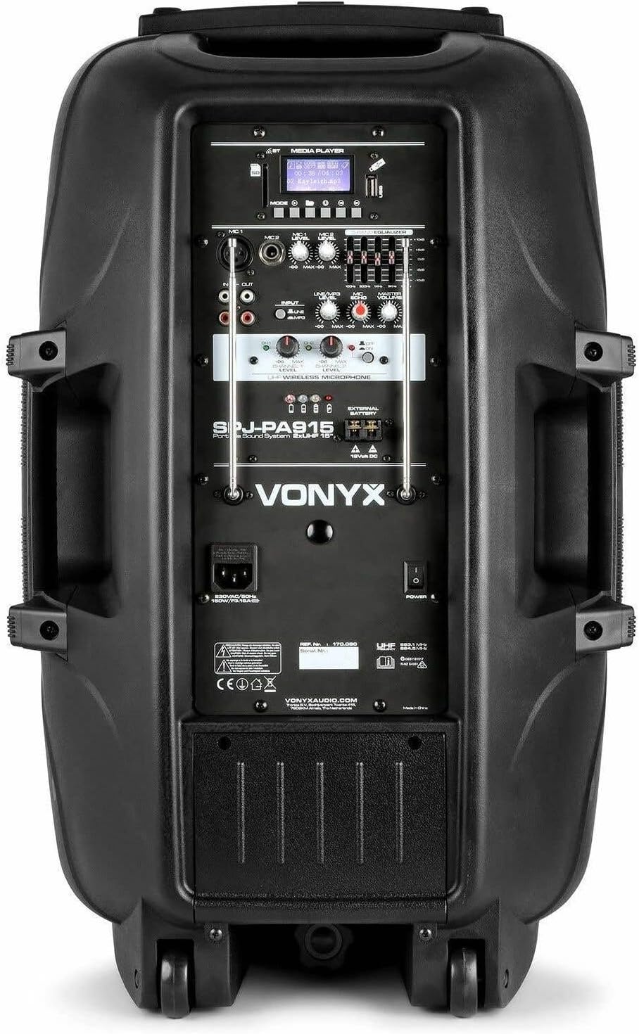 Vonyx SPJ-PA915 - Mobiler Party Lautsprecher mit Akku, 700 Watt, Karaoke Anlage mit 2 Mikrofonen, Mu