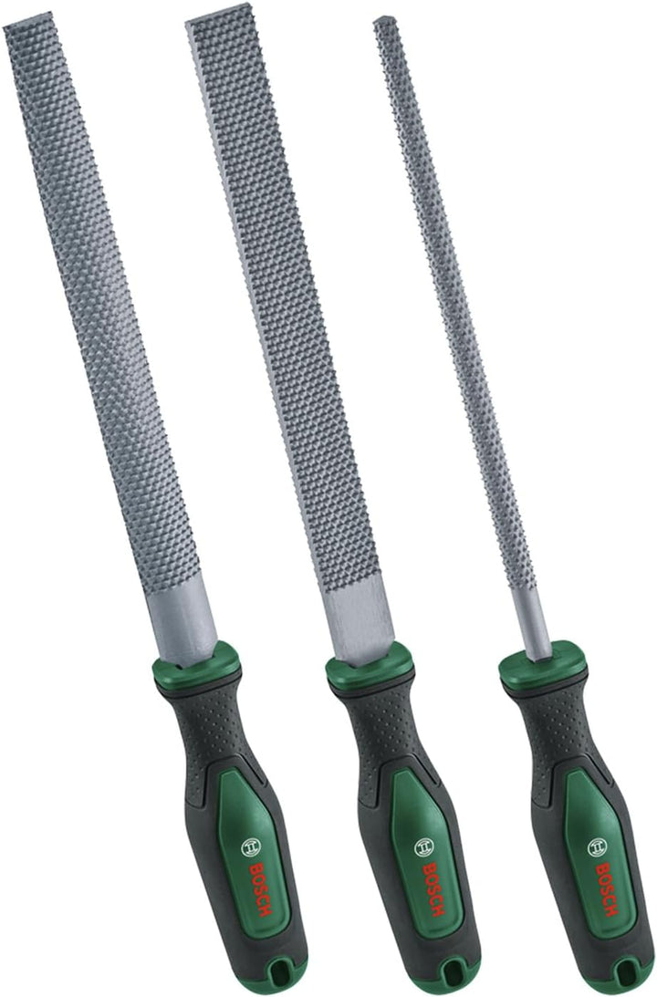 Bosch Raspel Set 3-teilig (Robustes Holzraspel Set inkl. Flach-, Halbrund- und Rundraspel; Harter Ko