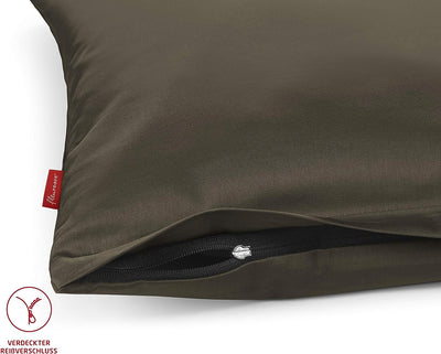 fleuresse Uni-Colours Bettwäsche-Set, Mako Satin, 100 Prozent Baumwolle, Fb. schwarz, 240 x 220 cm S