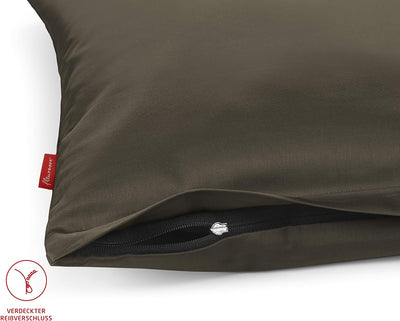 fleuresse Uni-Colours Bettwäsche-Set, Mako Satin, 100 Prozent Baumwolle, Fb. Espresso, 155 x 220 cm,