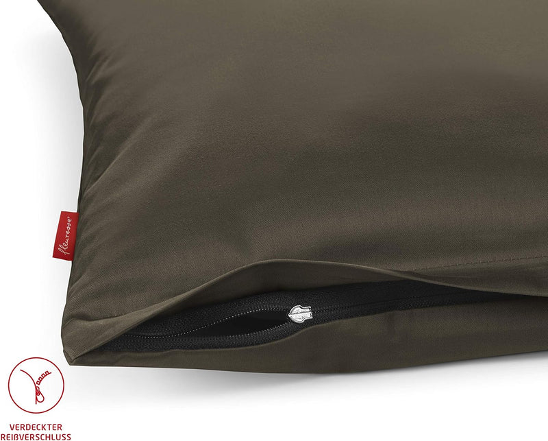 fleuresse Uni-Colours Bettwäsche-Set, Mako Satin, 100 Prozent Baumwolle, Fb. Espresso, 155 x 220 cm,