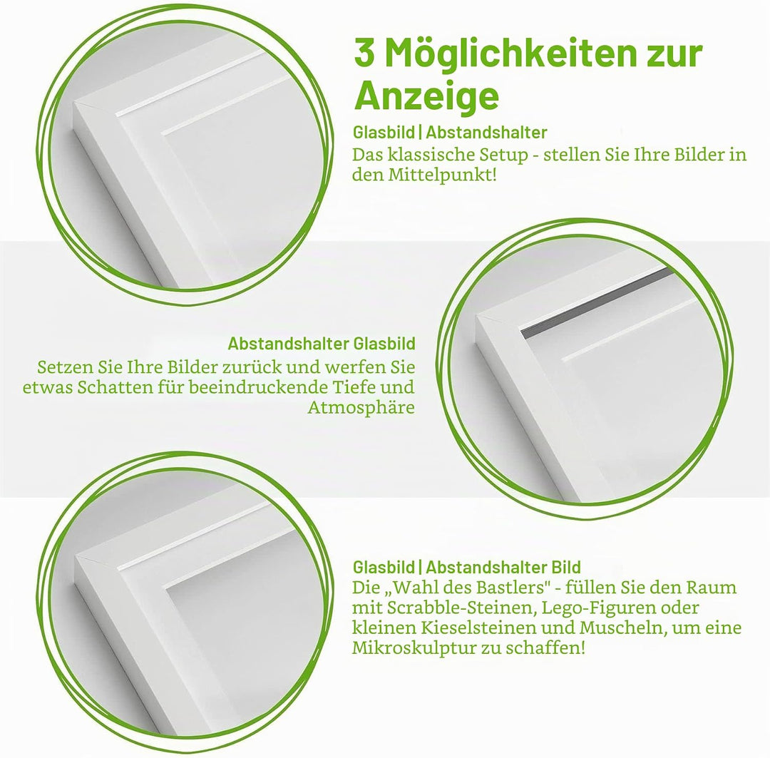 Nicola Spring 3D-Box Fotorahmen - 4 X 4 mit 2 X 2 Halterung - Schwarz/Weiss - Pack Von 5
