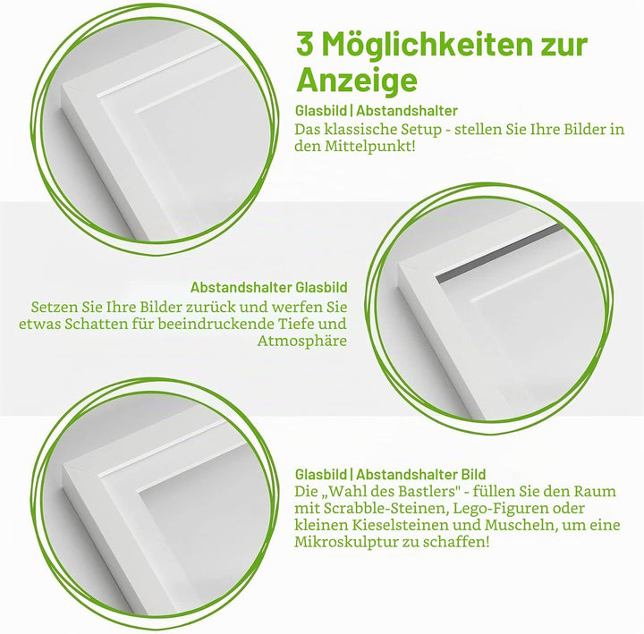 Nicola Spring 3D-Box Fotorahmen - 4 X 4 mit 2 X 2 Halterung - Schwarz/Weiss - Pack Von 5