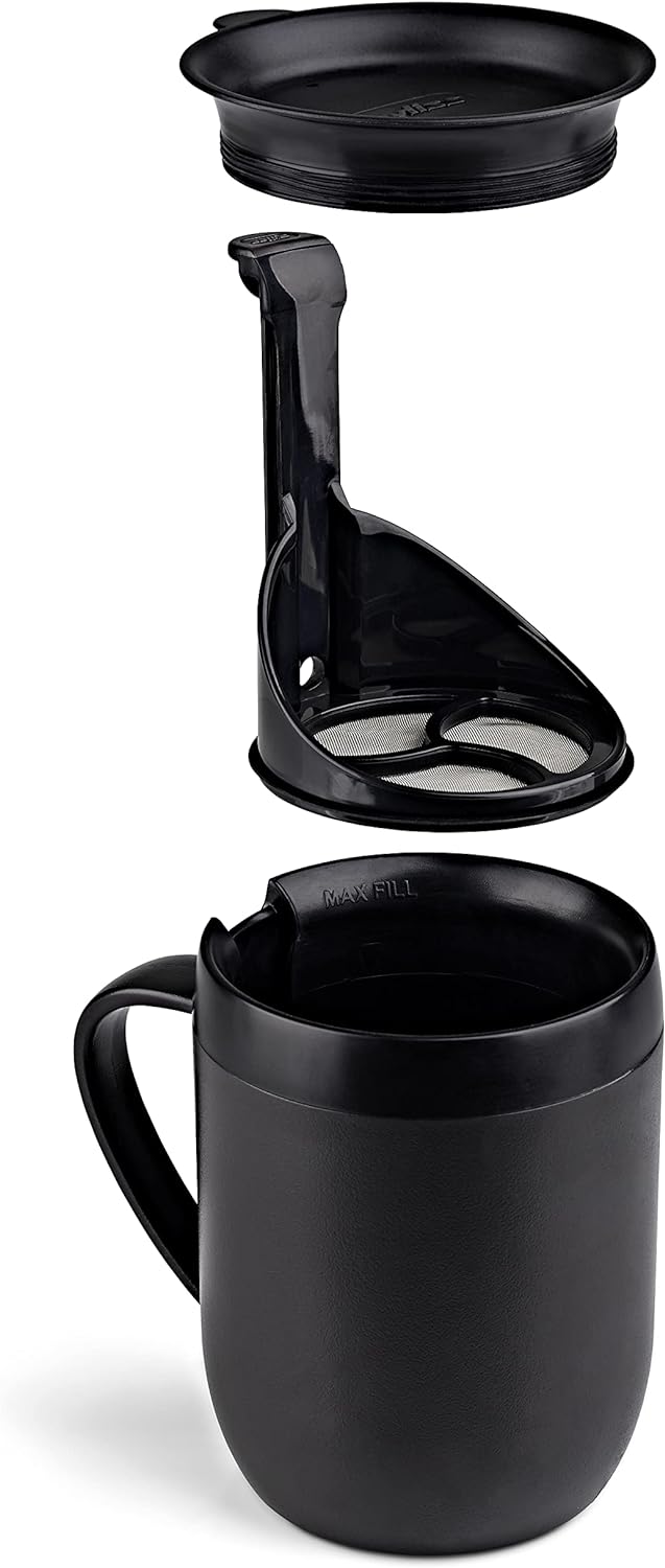 Zyliss E990001 Hot Mug Kaffeebecher, Plastik/Silikon, Grau, Thermobecher, Isoliert Reise Kaffeebeche