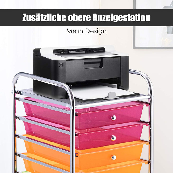 COSTWAY Rollwagen mit Schubladen Rollcontainer Badrollwagen Badtrolley Badregal Beistellwagen mit 10
