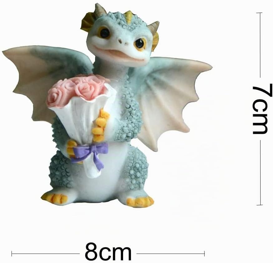 Miniatur Fee Garten Drache Figurine- Aus Meinem Herzen Anwesend Blume Drache, Anwesend Blume Drache