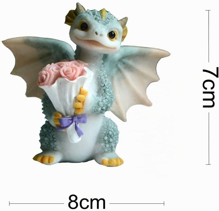 Miniatur Fee Garten Drache Figurine- Aus Meinem Herzen Anwesend Blume Drache, Anwesend Blume Drache