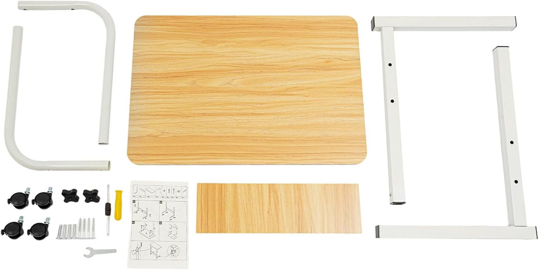 SHZICMY Beistelltisch, C-Form Sofatisch mit Rollen 70-90cm Höhenverstellbar mobiler Kaffeetisch Lapt